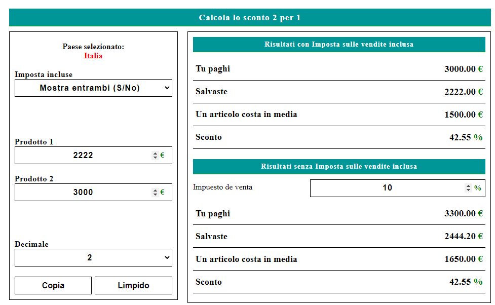 Calcolo Sconto Percentuale